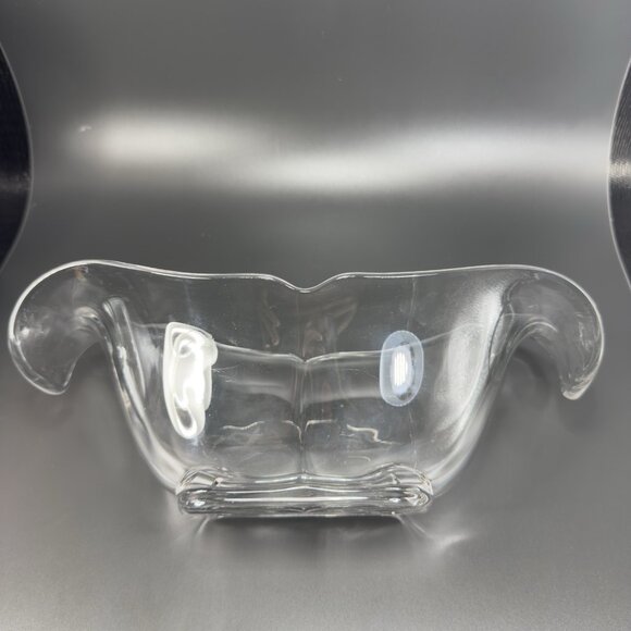 Heisey Glass Scroll Droop End Wing Oval Centerpiece Bowl Manganese 365nm UV Glow - Picture 10 of 16